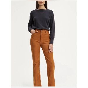 Levi's Ribcage Flare Burnt Orange‎ Corduroy Jeans High Waist Women's 28x32